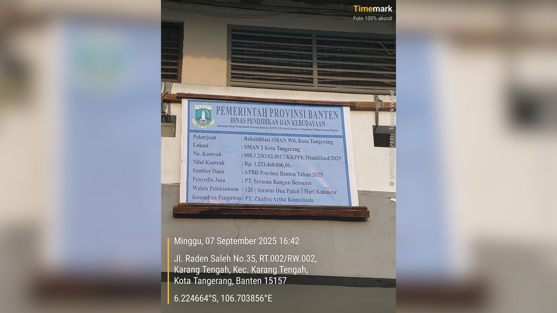 Rehabilitasi SMAN 3 Kota Tangerang Habiskan Anggaran Fantastis, Diduga Abaikan Prosedur dan Keselamatan